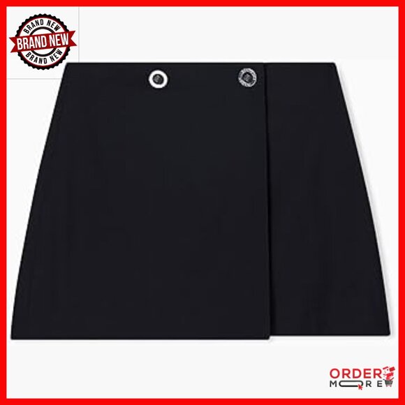 Wool Blend Mini Skirt with Double Button Detail for Work Wear